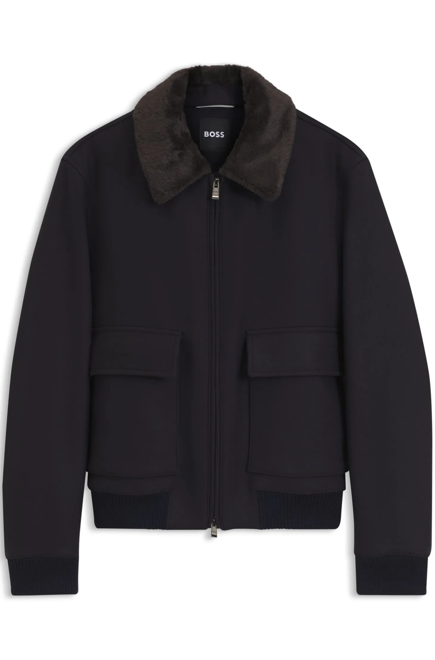 Regular-Fit Pilotenjacke mit abnehmbarem Kragen aus Kunstfell