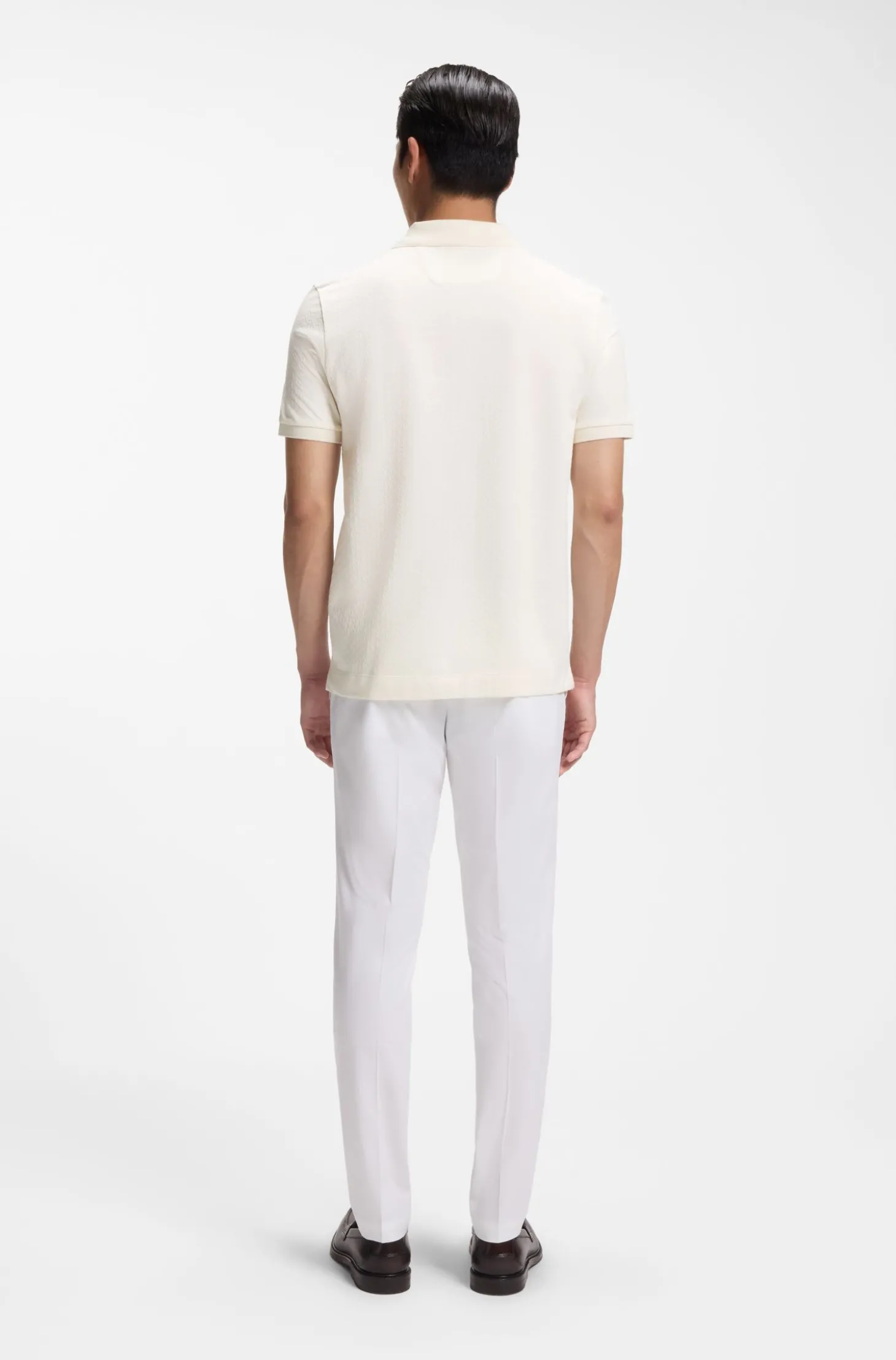 Regular-Fit Poloshirt aus Baumwolle und Seide mit Jacquard-Struktur