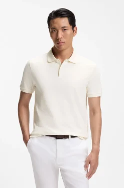 Regular-Fit Poloshirt aus Baumwolle und Seide mit Jacquard-Struktur