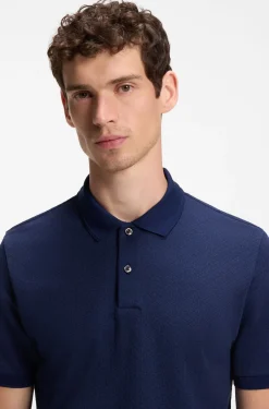 Regular-Fit Poloshirt aus Baumwolle und Seide mit Jacquard-Struktur