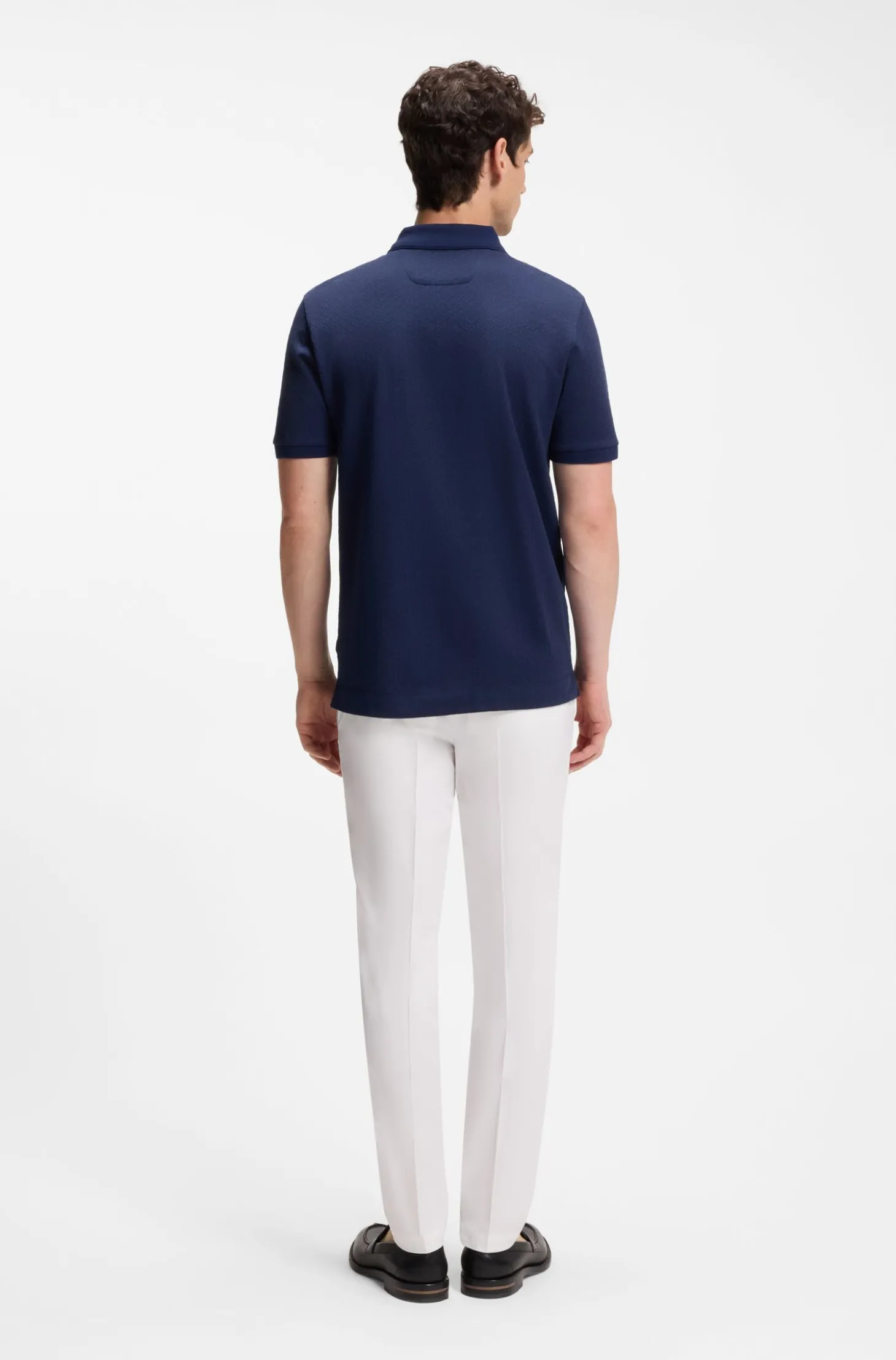 Regular-Fit Poloshirt aus Baumwolle und Seide mit Jacquard-Struktur