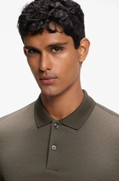 Regular-Fit Poloshirt aus Baumwolle und Seide mit Jacquard-Struktur