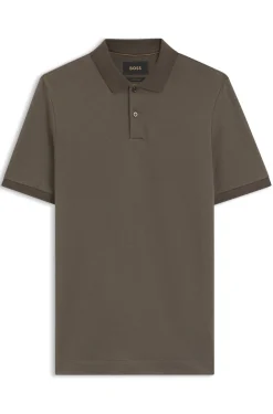 Regular-Fit Poloshirt aus Baumwolle und Seide mit Jacquard-Struktur