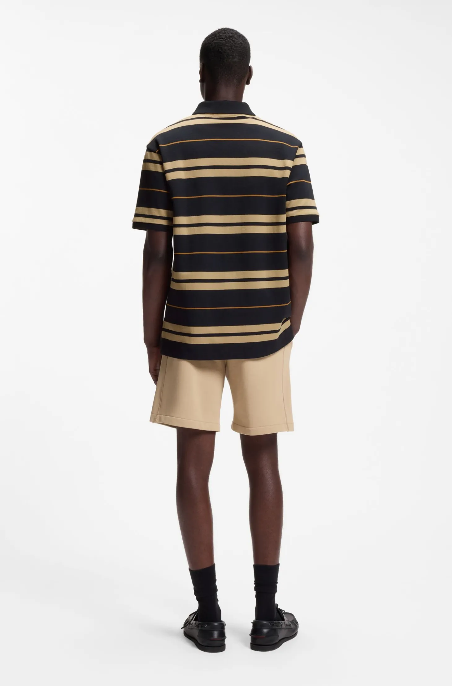 Regular-Fit Poloshirt aus Baumwoll-Piqué mit eingearbeiteten Streifen