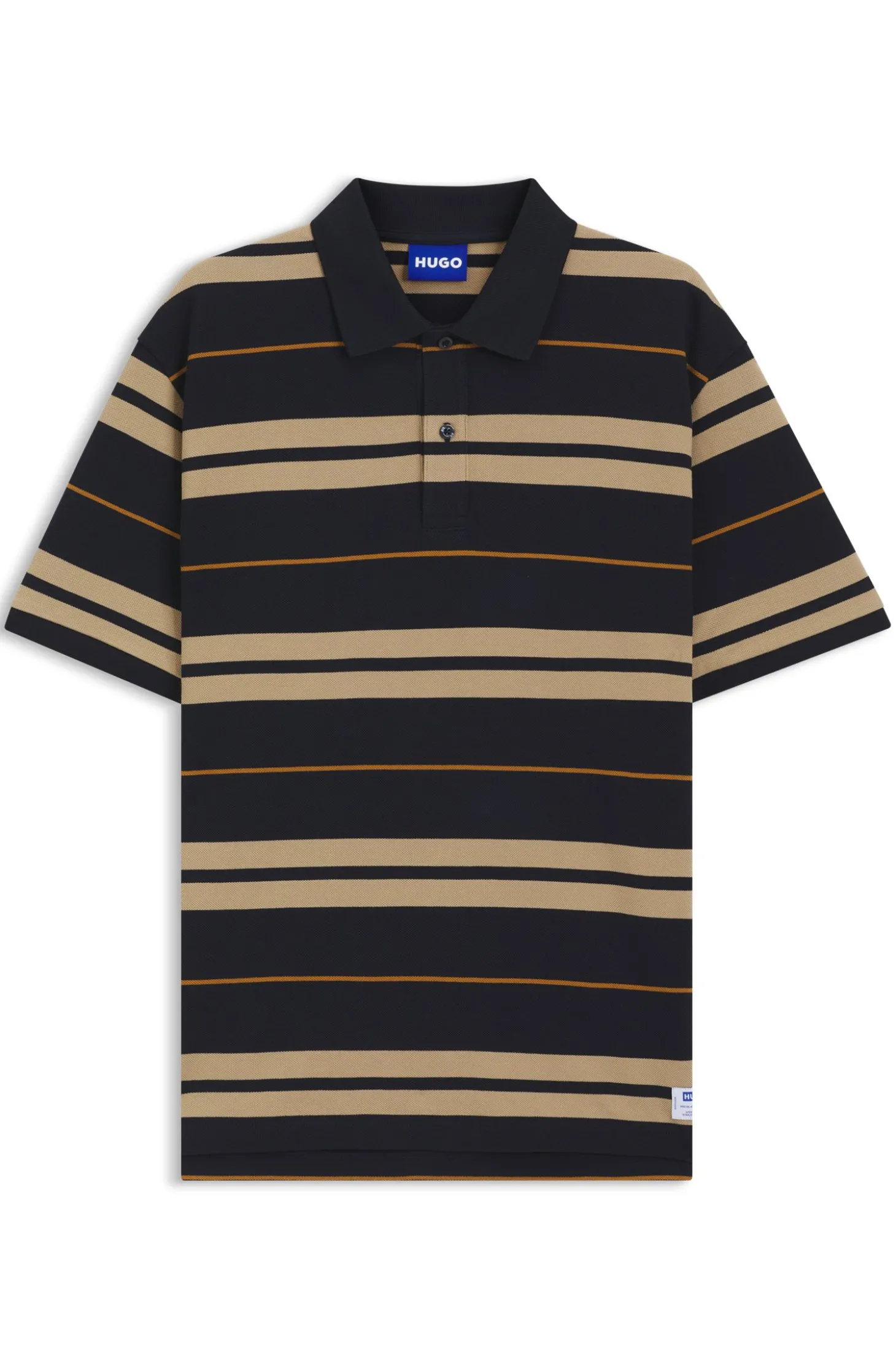 Regular-Fit Poloshirt aus Baumwoll-Piqué mit eingearbeiteten Streifen