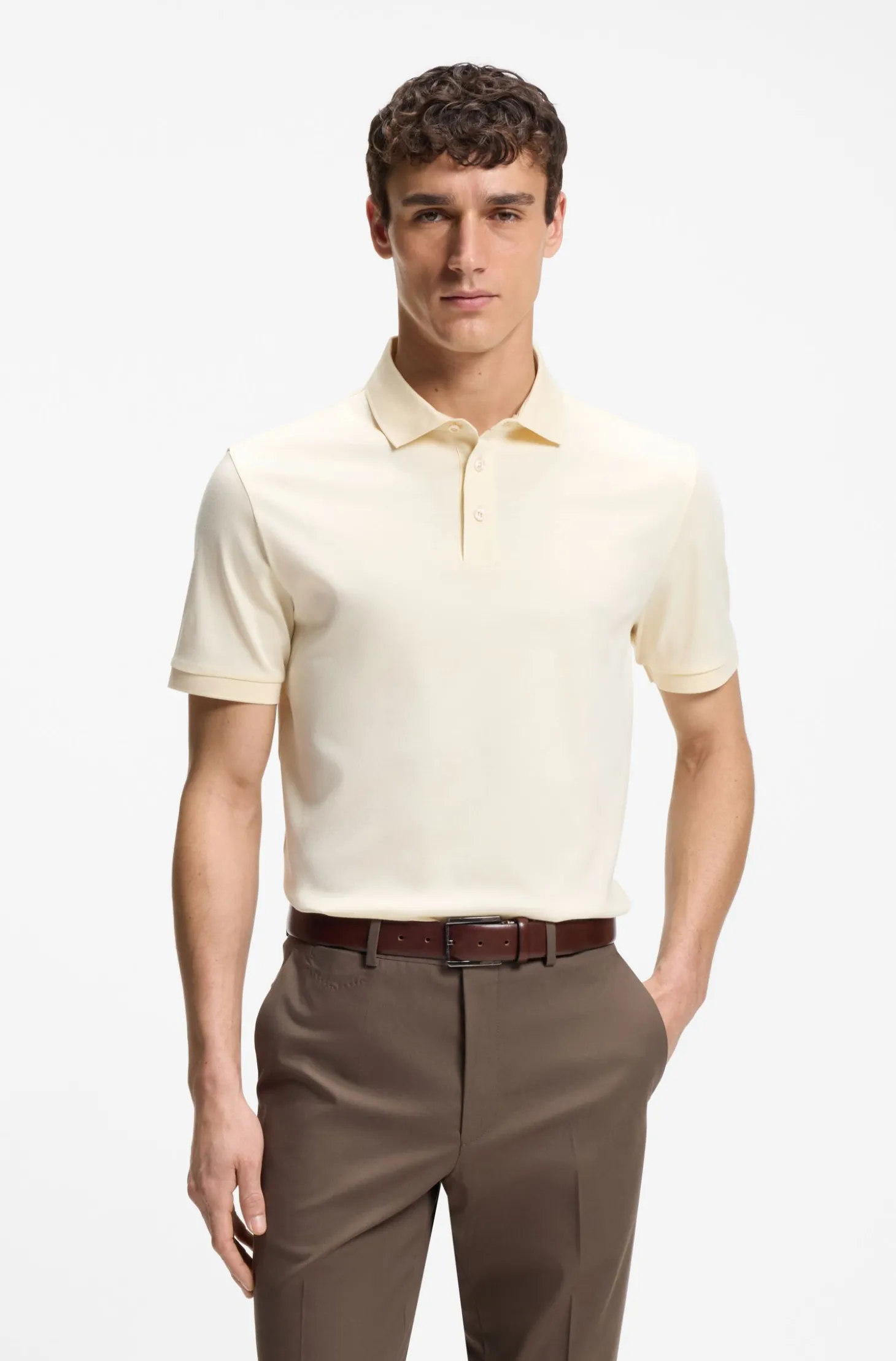 Regular-Fit Poloshirt aus merzerisierter italienischer Baumwolle
