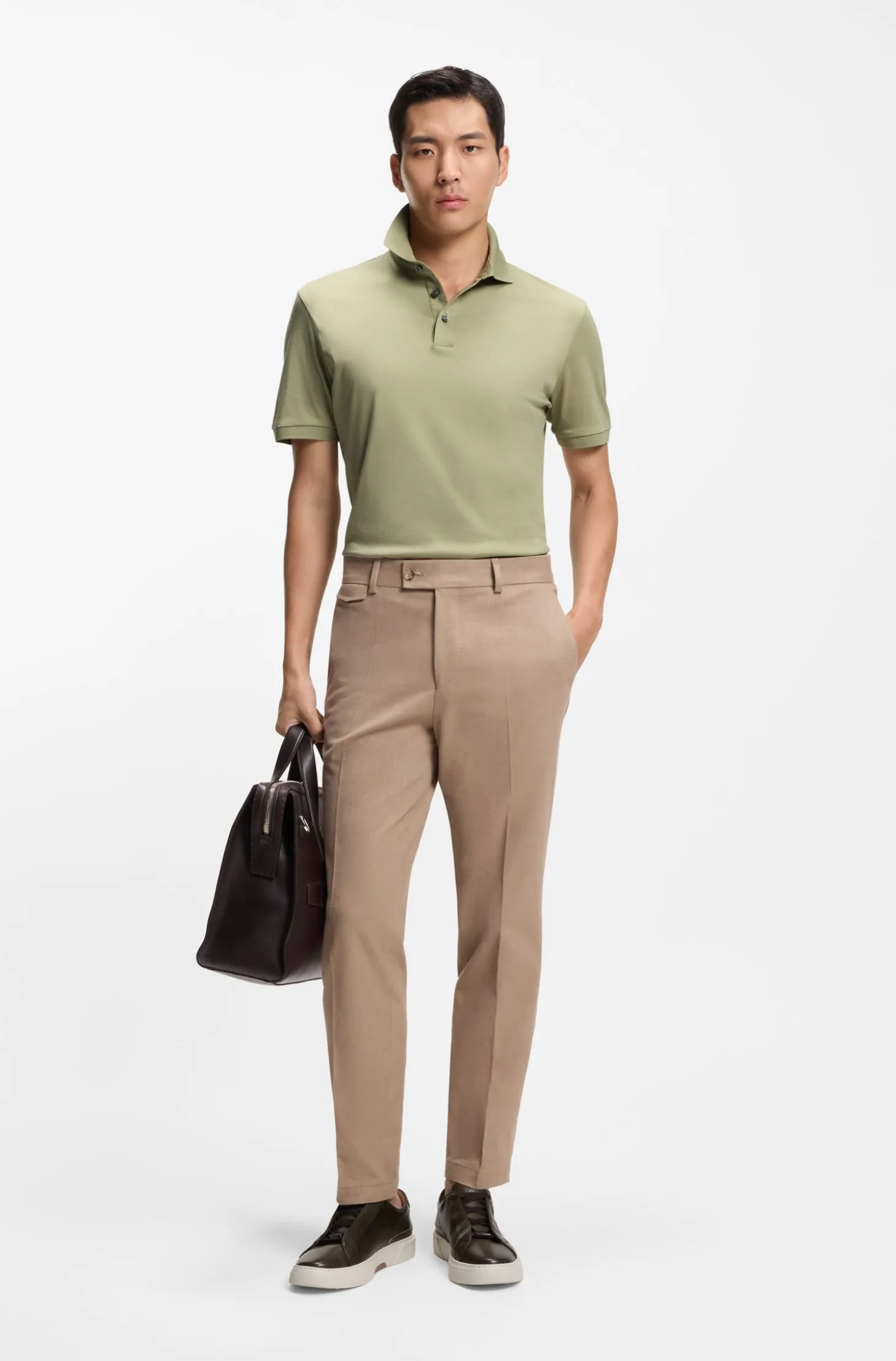 Regular-Fit Poloshirt aus merzerisierter italienischer Baumwolle
