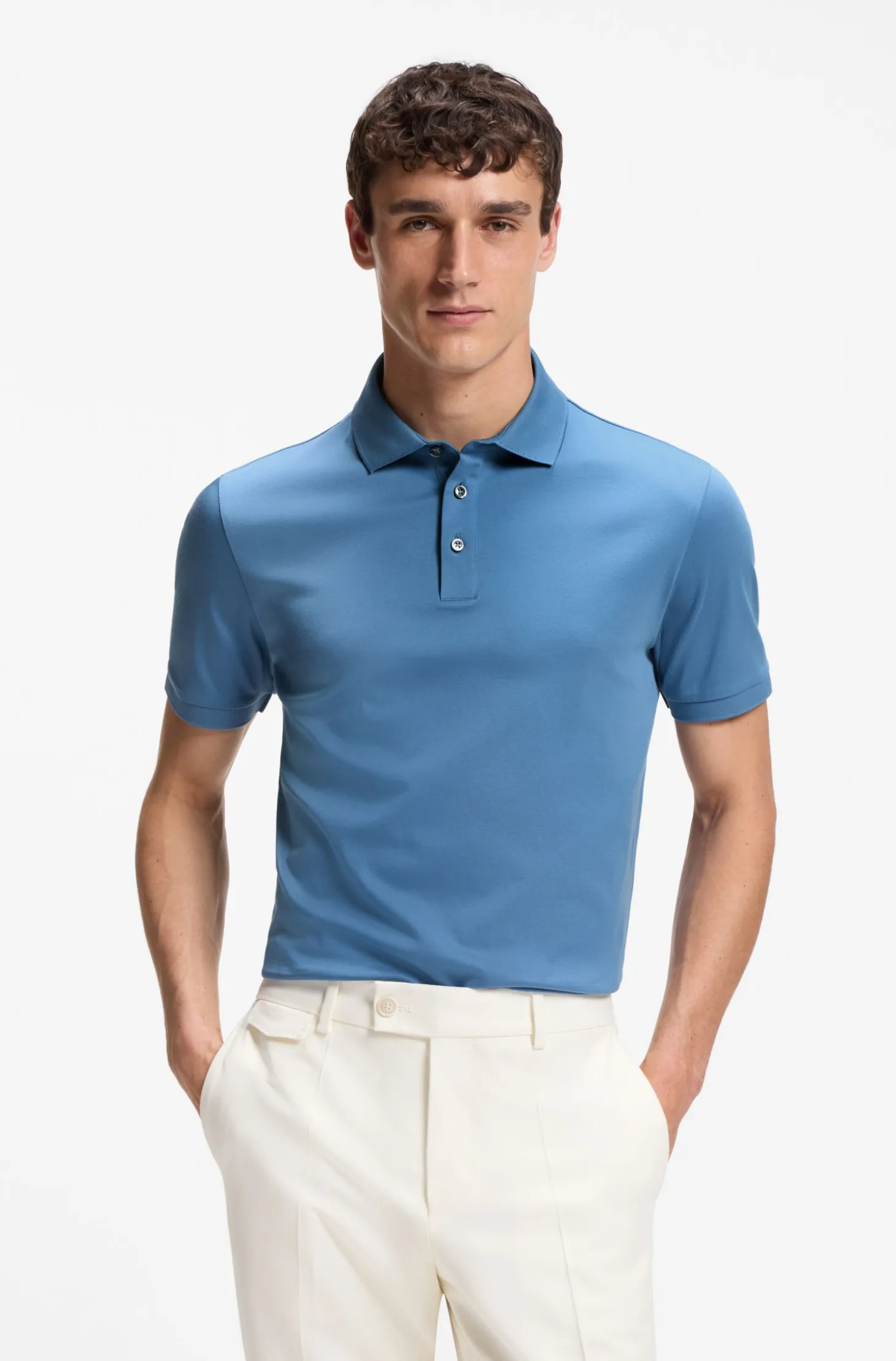 Regular-Fit Poloshirt aus merzerisierter italienischer Baumwolle