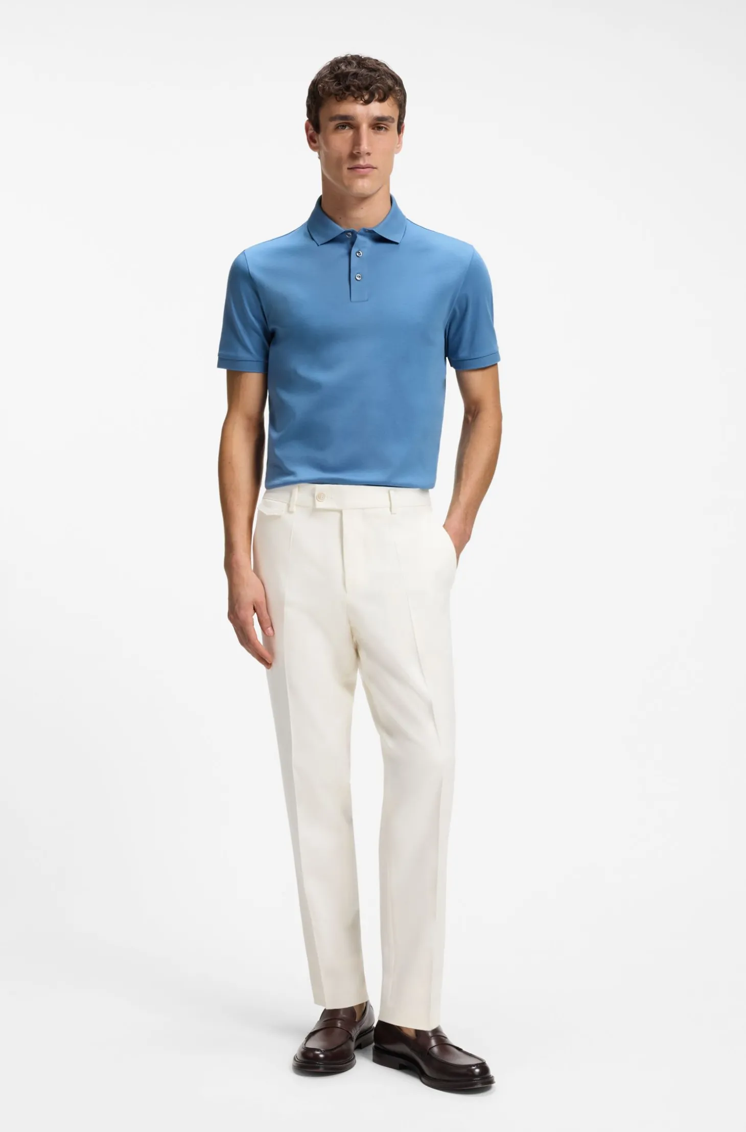Regular-Fit Poloshirt aus merzerisierter italienischer Baumwolle