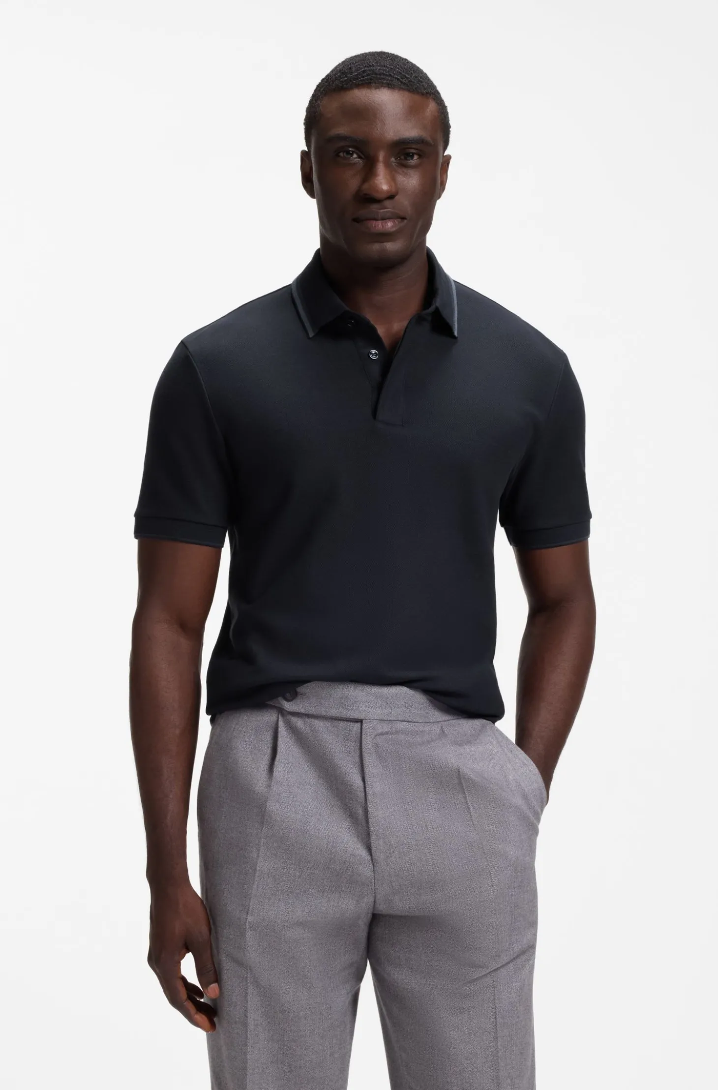 Regular-Fit Poloshirt aus strukturiertem Baumwoll-Piqué