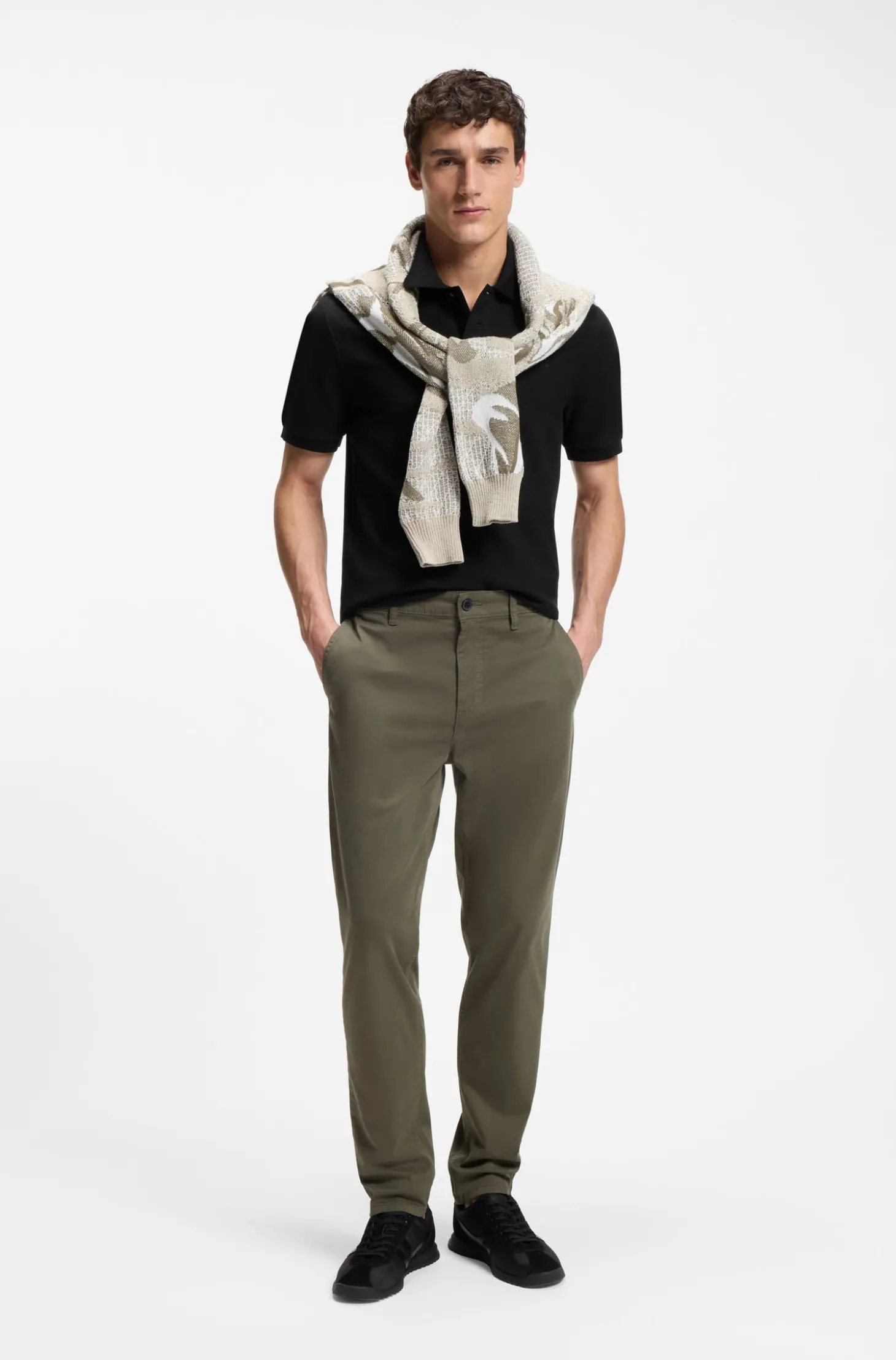 Regular-Fit Poloshirt aus wabenstrukturiertem Baumwoll-Piqué