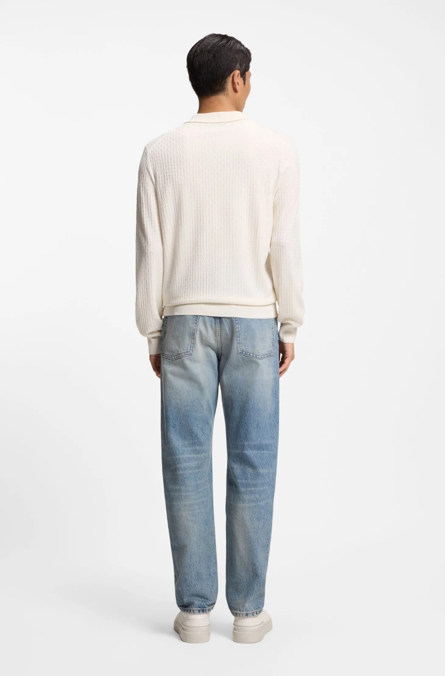 Regular-Fit Pullover aus Seiden-Jacquard