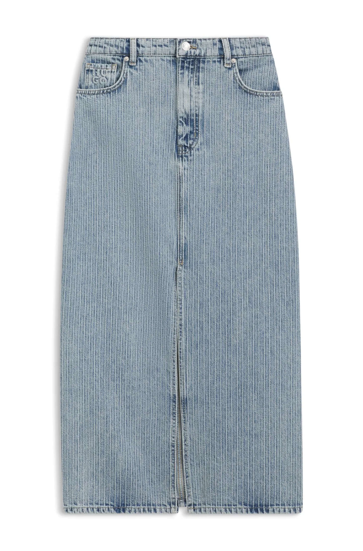 Regular-Fit Rock aus festem Denim mit Streifen-Dessin