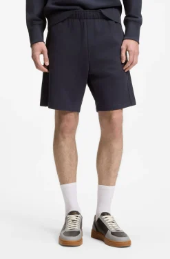 Regular-Fit Shorts aus Baumwolle mit Logo-Badge aus Veloursleder