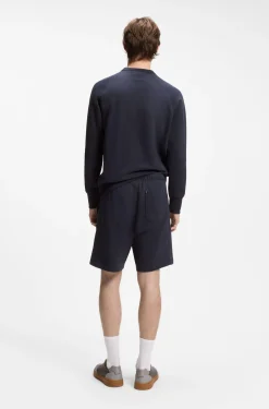 Regular-Fit Shorts aus Baumwolle mit Logo-Badge aus Veloursleder