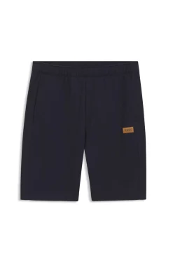 Regular-Fit Shorts aus Baumwolle mit Logo-Badge aus Veloursleder
