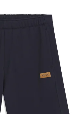 Regular-Fit Shorts aus Baumwolle mit Logo-Badge aus Veloursleder