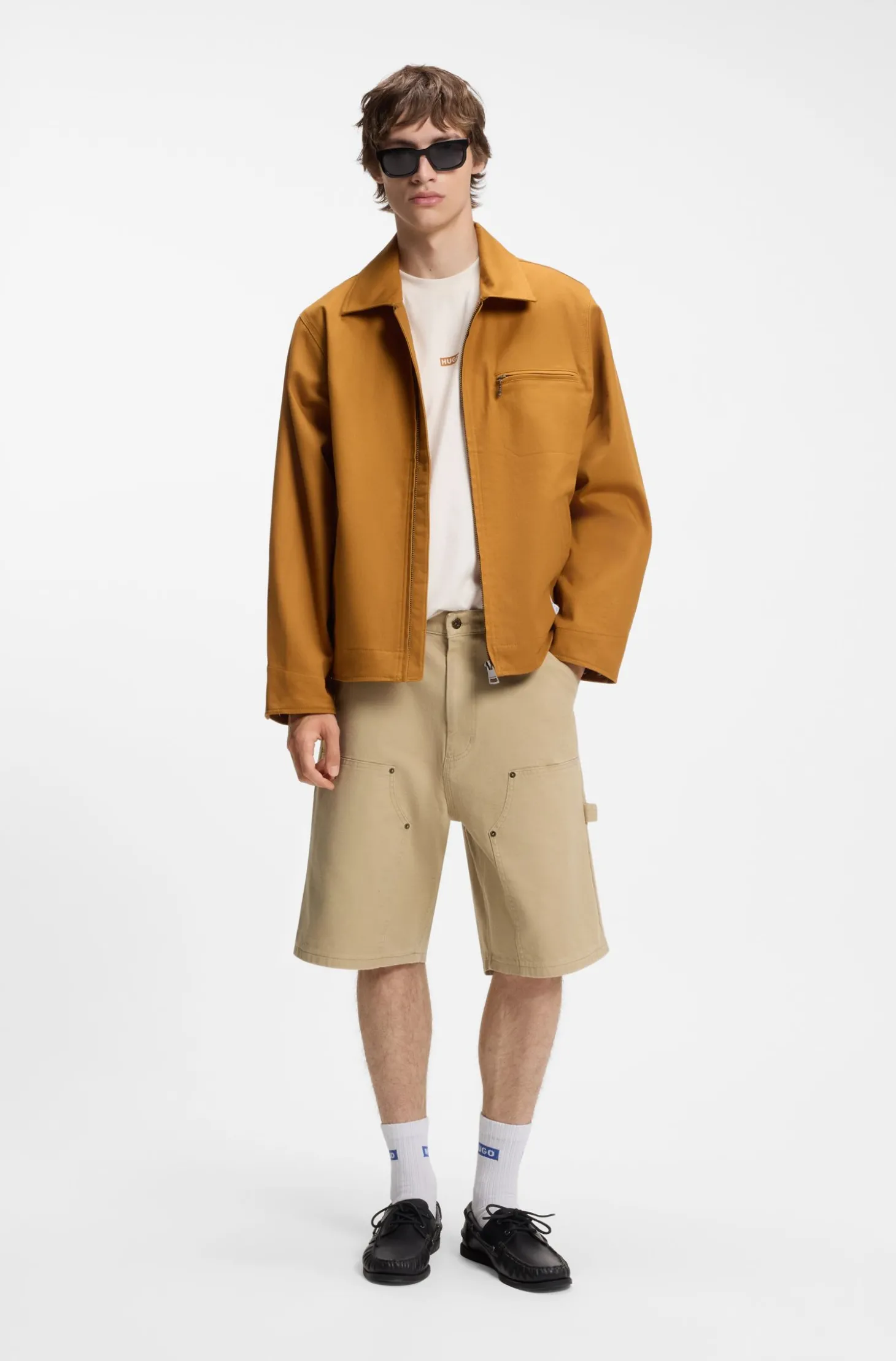 Regular-Fit Shorts aus Stretch-Baumwoll-Canvas