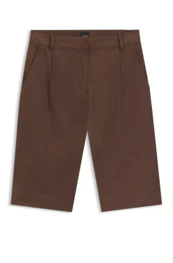 Regular-Fit Shorts aus Veloursleder-Imitat mit Bundfalten vorne