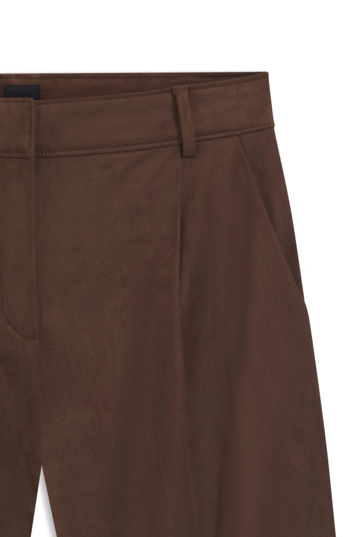 Regular-Fit Shorts aus Veloursleder-Imitat mit Bundfalten vorne