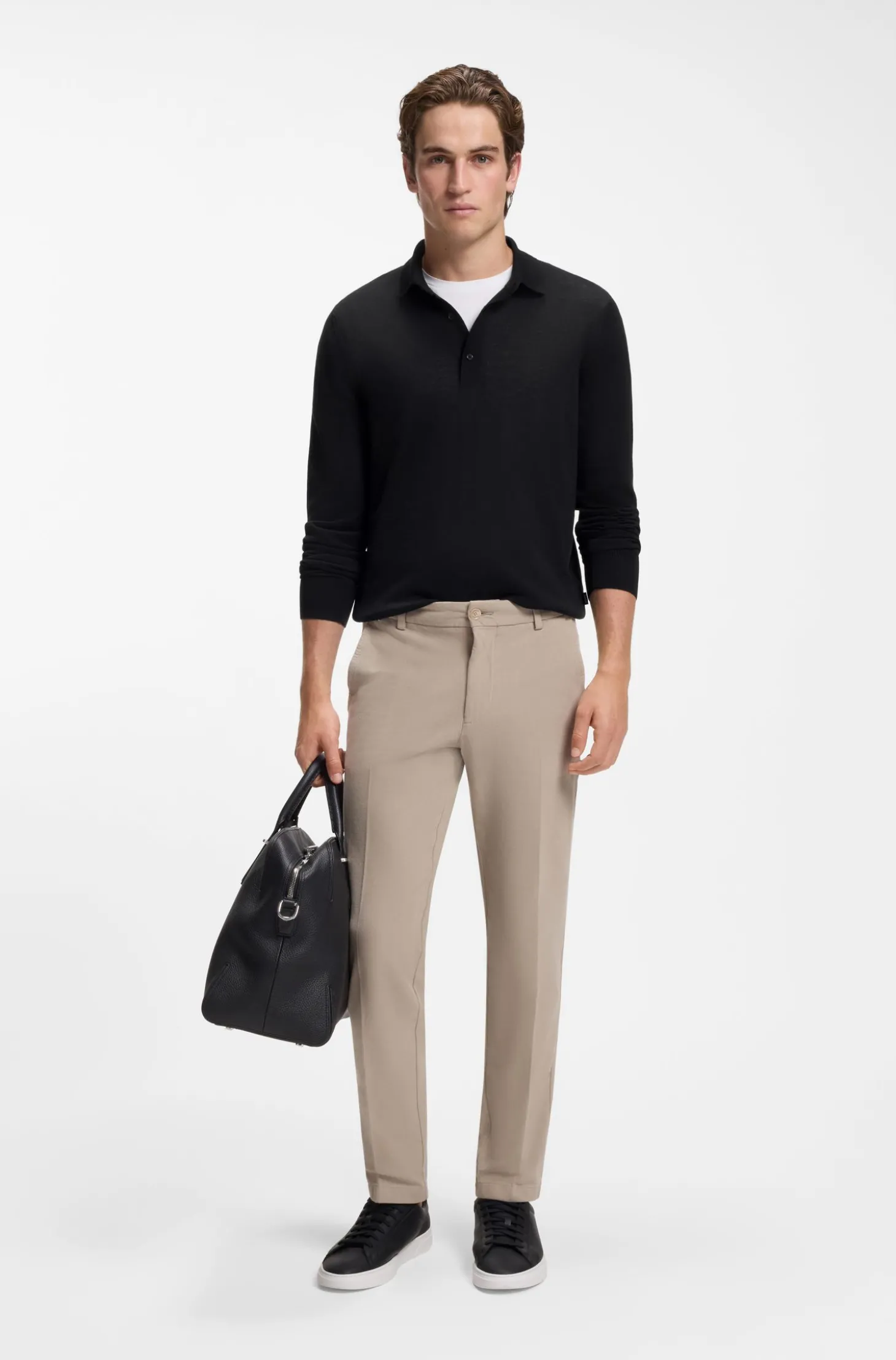 Regular-Fit Strick-Poloshirt aus Merino