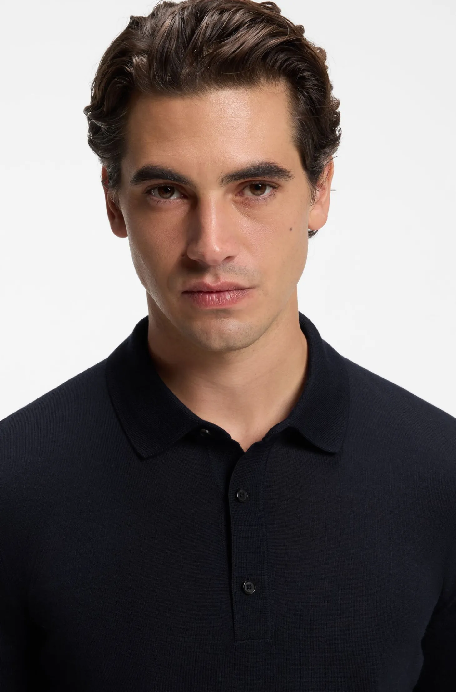 Regular-Fit Strick-Poloshirt aus Merino