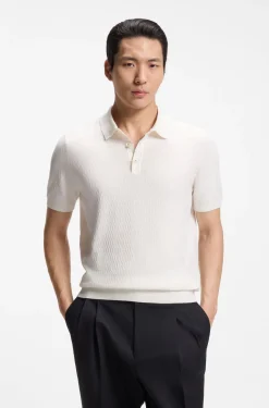 Regular-Fit Strick-Poloshirt aus strukturiertem Gewebe