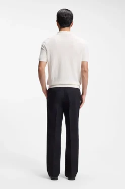 Regular-Fit Strick-Poloshirt aus strukturiertem Gewebe