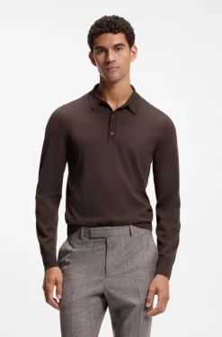 Regular-Fit Strick-Poloshirt aus Merino