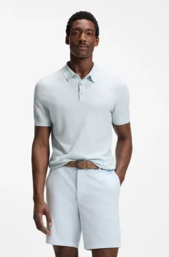 Regular-Fit Strick-Poloshirt aus strukturiertem Gewebe