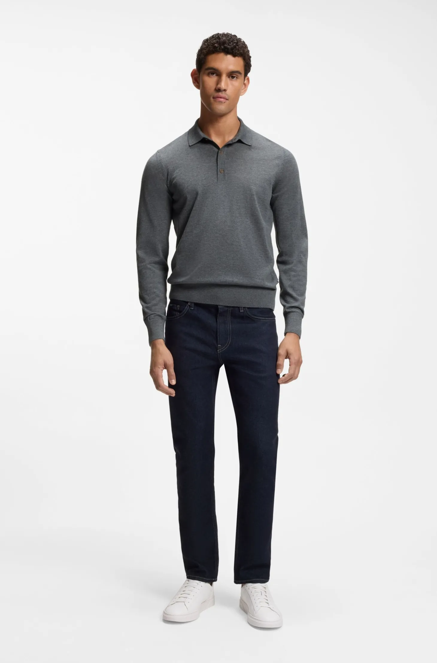Regular-Fit Strick-Poloshirt aus Merino