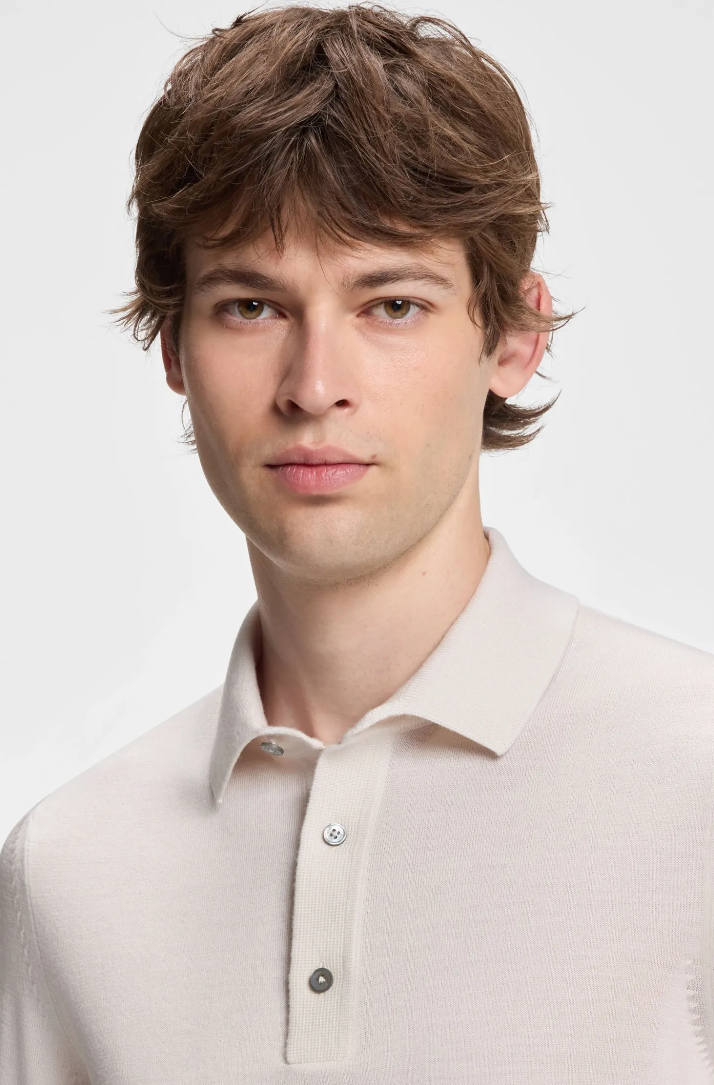 Regular-Fit Strick-Poloshirt aus Merino