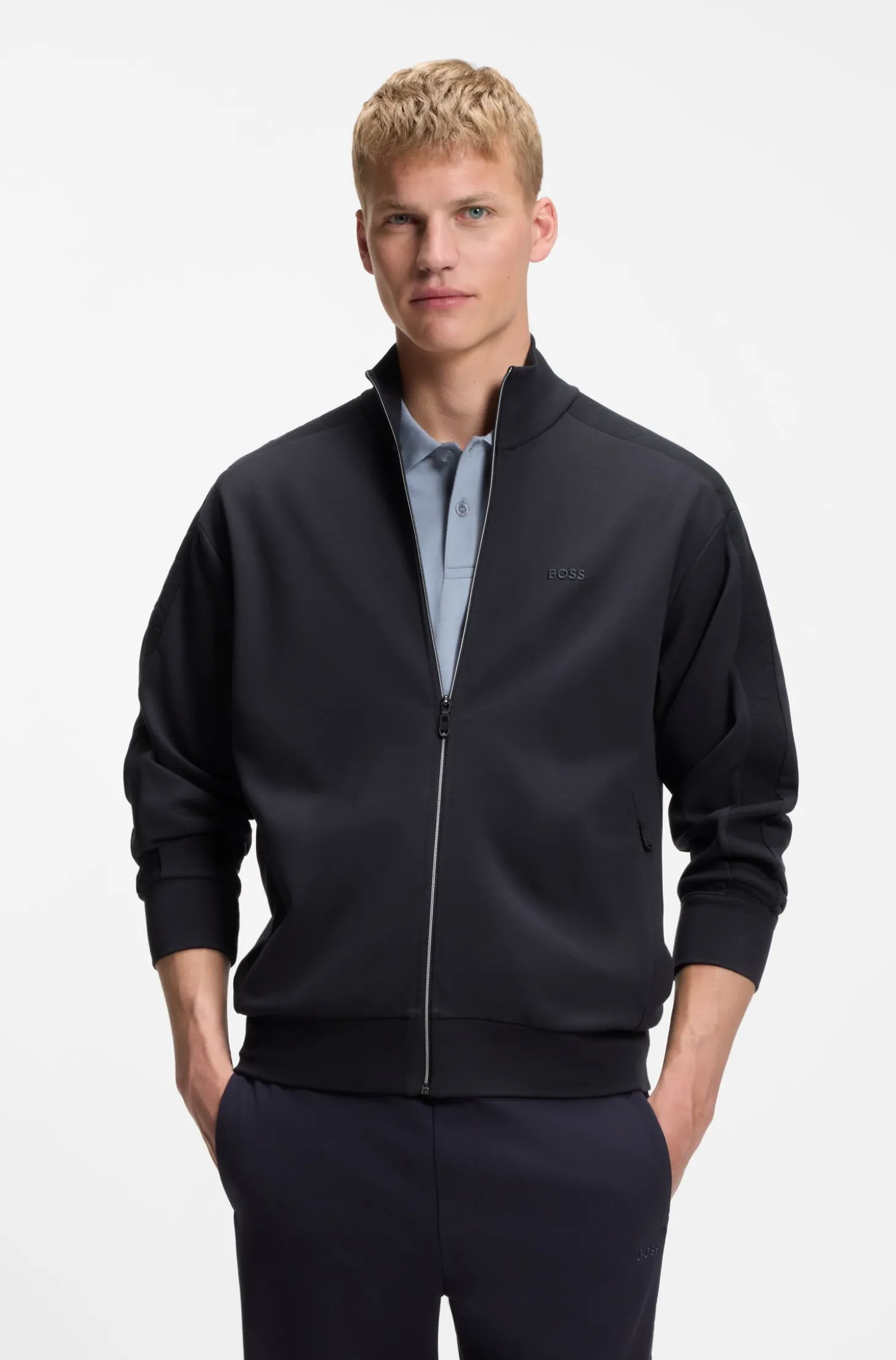 Regular-Fit Sweatshirt mit tonalem Jacquard-Tape