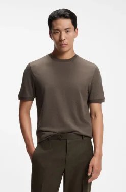 Regular-Fit T-Shirt aus Baumwoll-Jacquard mit Seide