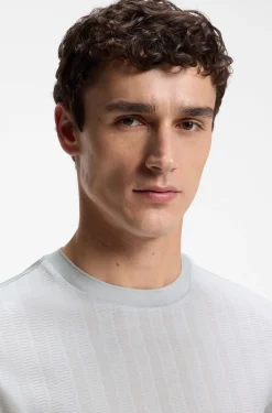 Regular-Fit T-Shirt aus Baumwolle mit erhabener Jacquard-Struktur