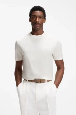 Regular-Fit T-Shirt aus Baumwolle mit erhabener Jacquard-Struktur