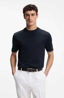 Regular-Fit T-Shirt aus Baumwolle mit erhabener Jacquard-Struktur
