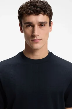 Regular-Fit T-Shirt aus Baumwolle mit erhabener Jacquard-Struktur
