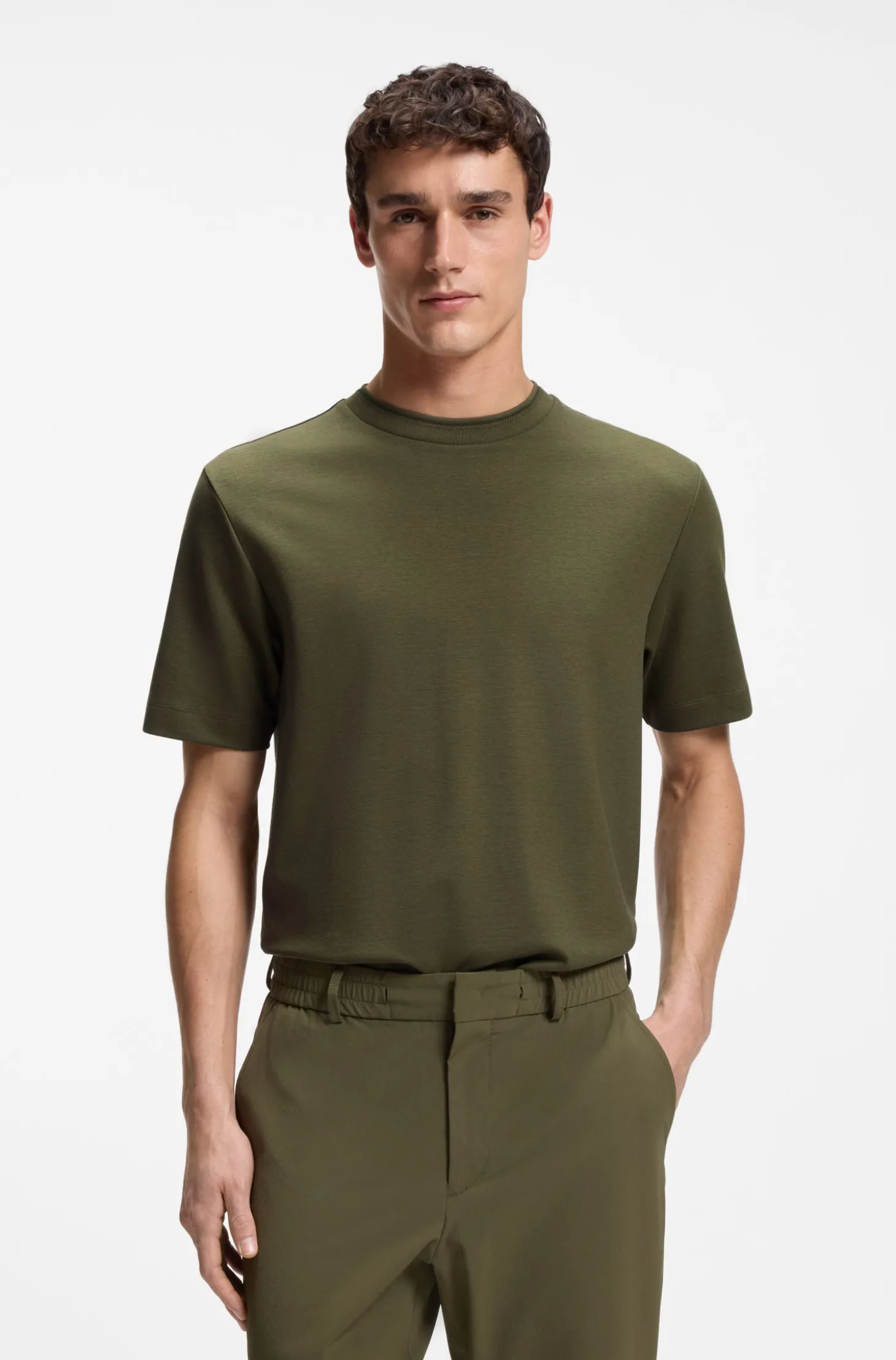 Regular-Fit T-Shirt aus elastischem Baumwoll-Mix