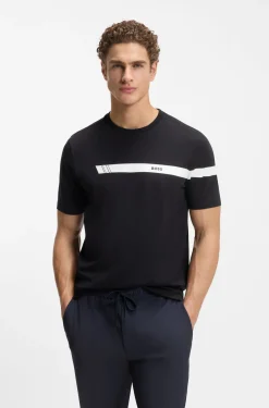 Regular-Fit T-Shirt aus Stretch-Baumwolle mit Logo-Streifen