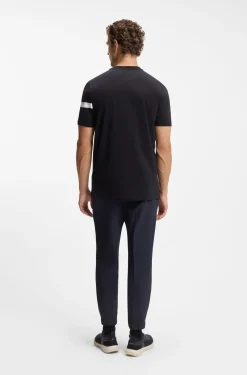 Regular-Fit T-Shirt aus Stretch-Baumwolle mit Logo-Streifen