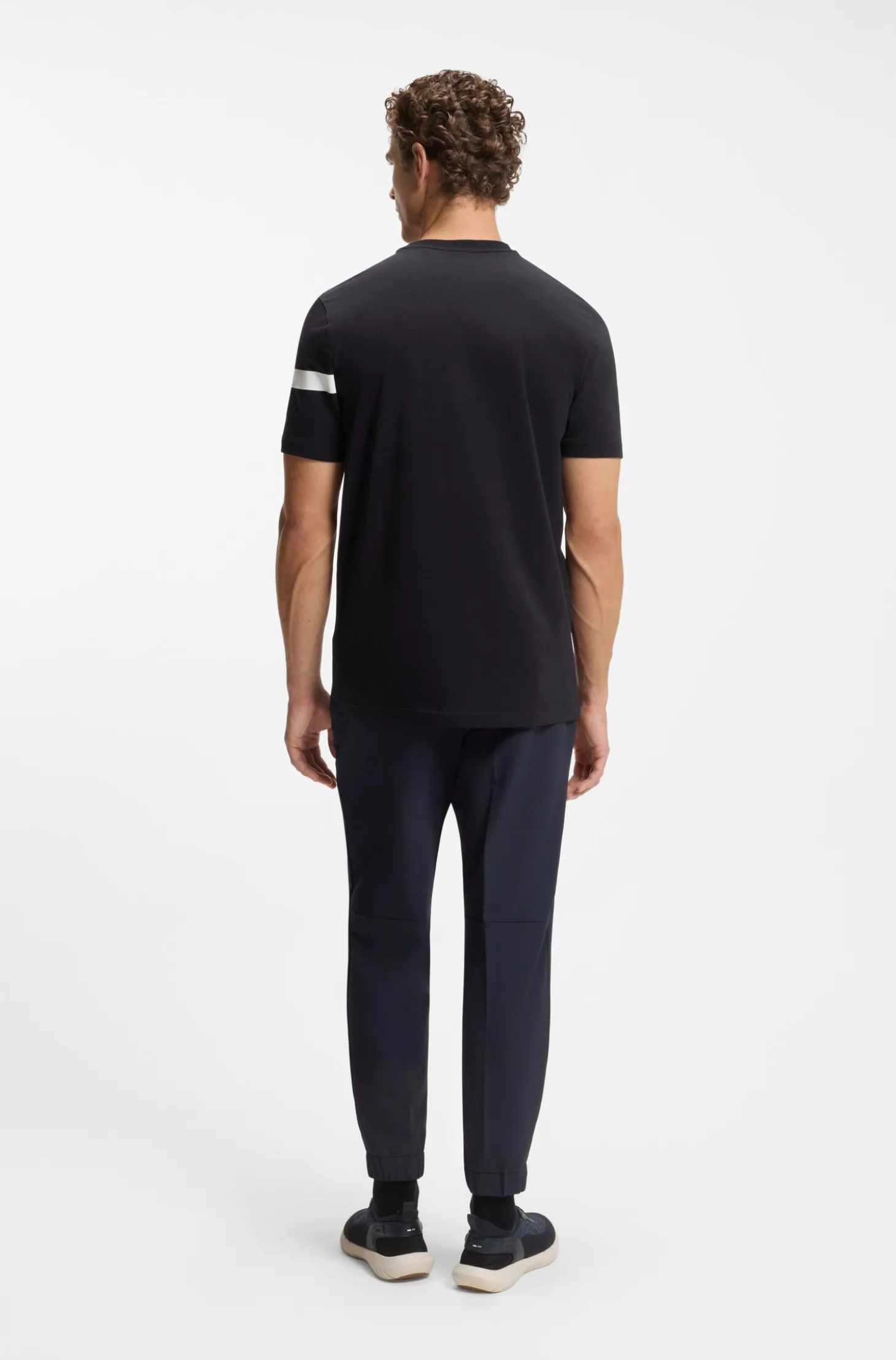Regular-Fit T-Shirt aus Stretch-Baumwolle mit Logo-Streifen