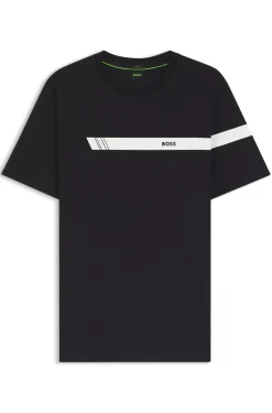 Regular-Fit T-Shirt aus Stretch-Baumwolle mit Logo-Streifen