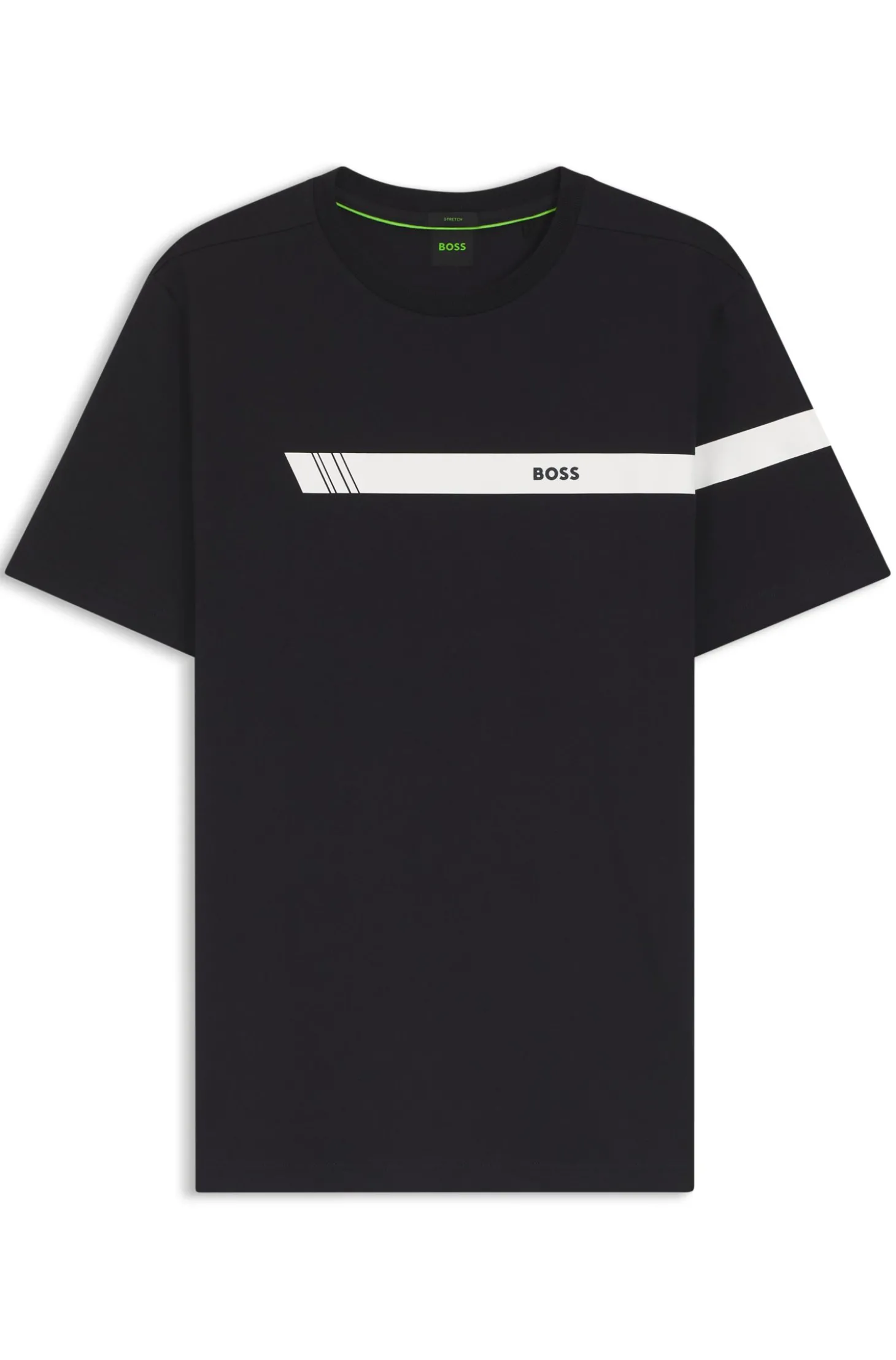 Regular-Fit T-Shirt aus Stretch-Baumwolle mit Logo-Streifen