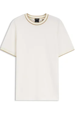 Regular-Fit T-Shirt aus strukturierter Baumwolle mit Tipping-Details