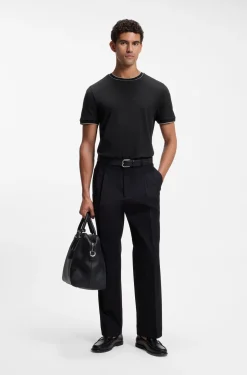 Regular-Fit T-Shirt aus strukturierter Baumwolle mit Tipping-Details