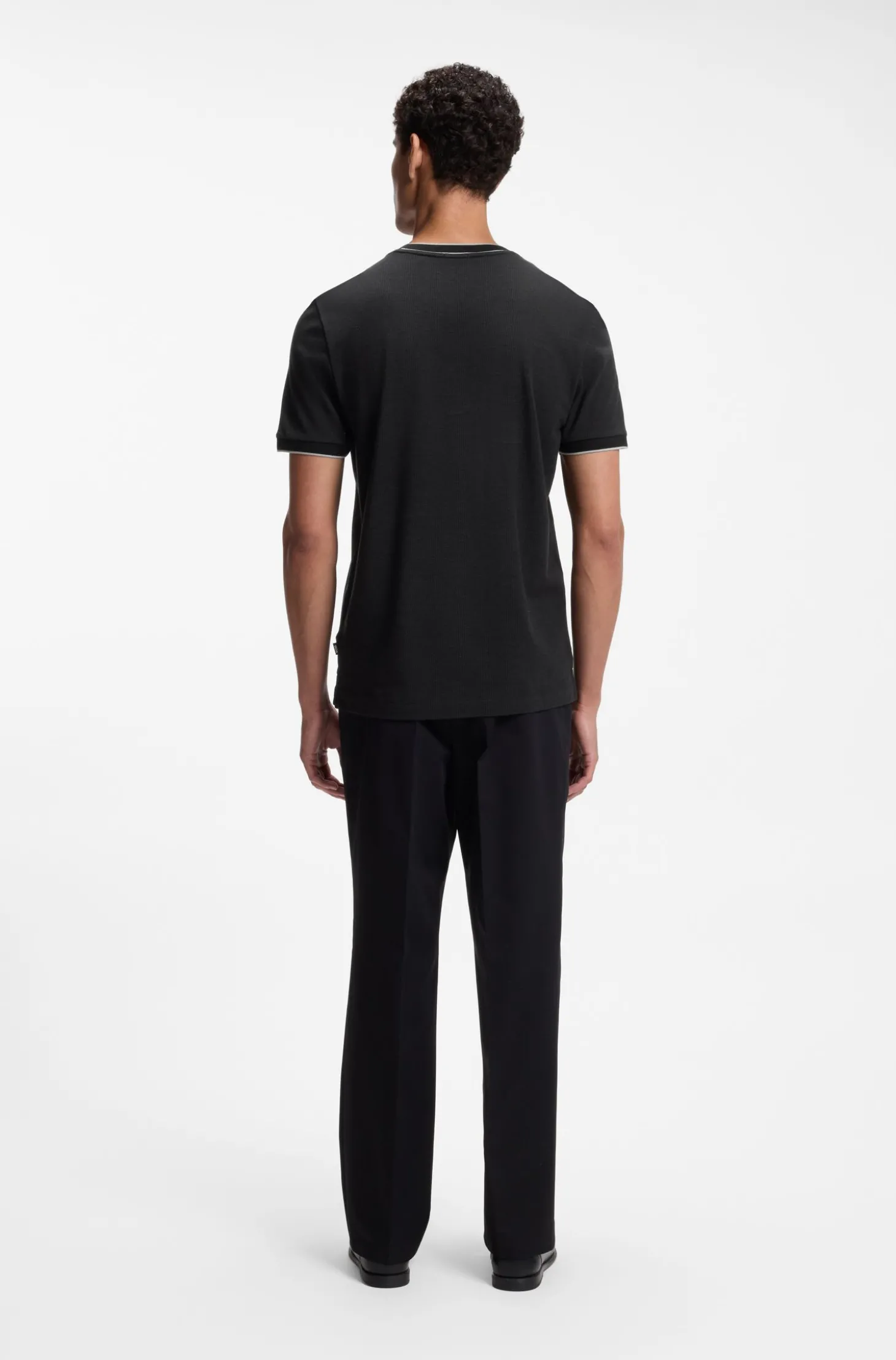 Regular-Fit T-Shirt aus strukturierter Baumwolle mit Tipping-Details