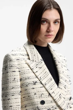 Regular-Fit Tweed-Blazer aus gestreiftem Baumwoll-Mix