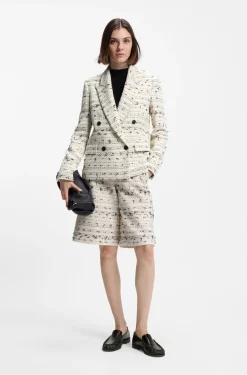 Regular-Fit Tweed-Blazer aus gestreiftem Baumwoll-Mix