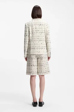 Regular-Fit Tweed-Blazer aus gestreiftem Baumwoll-Mix